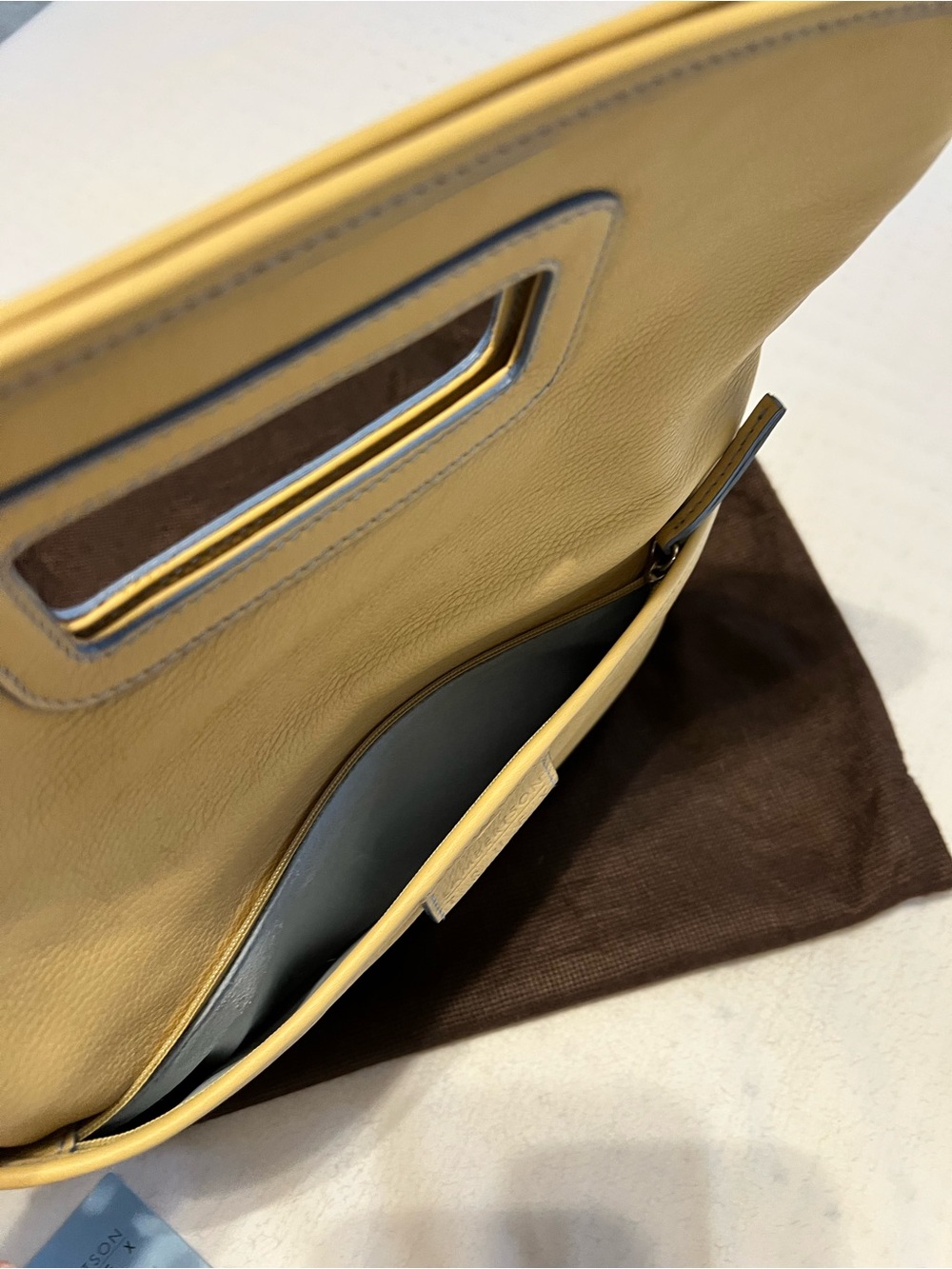Lamberston Truex Yellow Leather Convertible Crossbody Bag - Picture 8 of 10